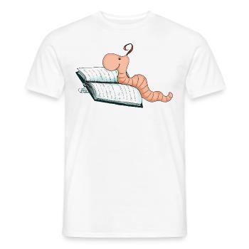 Bücherwurm Willi - Männer T-Shirt - Weiß - Vorne - AI Model Male 178 dark (178cm)
