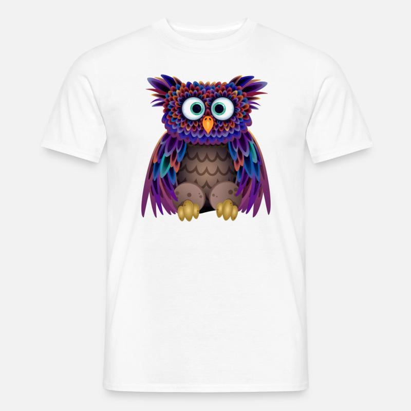 Die bunte Eule - Männer T-Shirt - Weiß