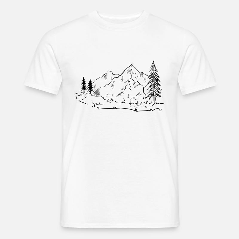 Berge Baum Wanderweg - Männer T-Shirt - Weiß