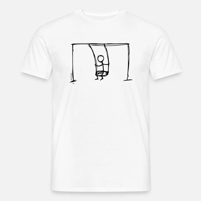 Schaukel - Strichmännchen - Männer T-Shirt - Weiß