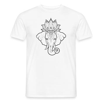 Conception de t-shirt Elephant Lotus Mandala - T-shirt homme - blanc - Devant - AI Model Male 178 dark (178cm)