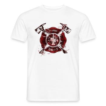 Firefighter Firefighter Helmet Blue Light - Men's T-Shirt - white - Front - AI Model Male 178 dark (178cm)