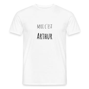 Prénom Arthur - T-shirt homme - blanc - Devant - AI Model Male 178 dark (178cm)