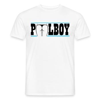 Pool Boy, Swimming Pool - lifeguard gift - Men's T-Shirt - white - Front - AI Model Male 178 dark (178cm)