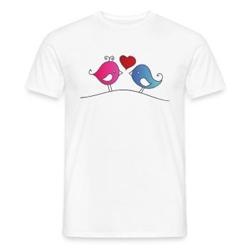 Little Love Birds dessin animé drôle d'oiseaux mignons - T-shirt homme - blanc - Devant - AI Model Male 178 dark (178cm)