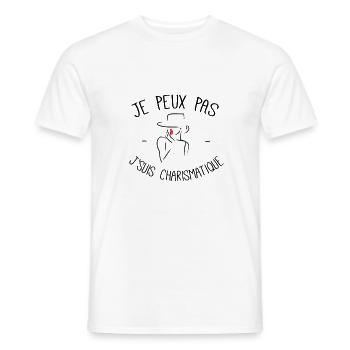 Je peux pas j'suis charismatique - T-shirt homme - blanc - Devant - AI Model Male 178 dark (178cm)