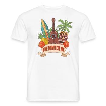 Uke Complete Me Ukulele Player Hawaiian Musician - T-shirt homme - blanc - Devant - AI Model Male 178 dark (178cm)