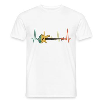 Bass Guitar Heartbeat - Gift for Bassists - Men's T-Shirt - white - Front - AI Model Male 178 dark (178cm)