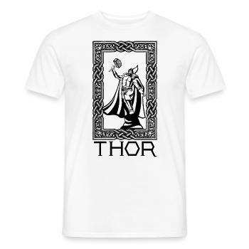 Thor and Mjolnir Viking Norse Cosmology - Men's T-Shirt - white - Front - AI Model Male 178 dark (178cm)