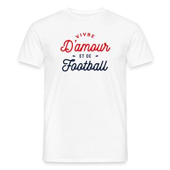 VIVRE D'AMOUR ET DE FOOTBALL - T-shirt homme - blanc - Devant - AI Model Male 178 dark (178cm)