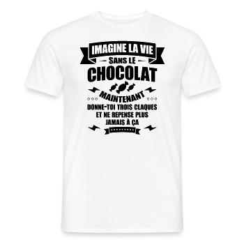 IMAGINE LA VIE SANS LE CHOCOLAT - T-shirt homme - blanc - Devant - AI Model Male 178 dark (178cm)
