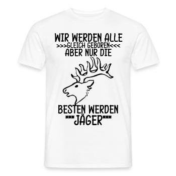 Hirsch Jäger Geschenk mit Hunter Geweih - Männer T-Shirt - Weiß - Vorne - AI Model Male 178 dark (178cm)