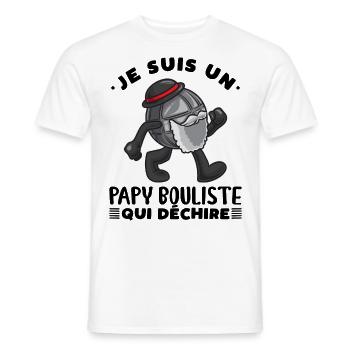 Papy Bouliste Qui déchire - T-shirt homme - blanc - Devant - AI Model Male 178 dark (178cm)