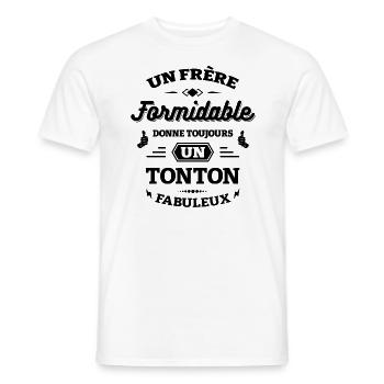 FRÈRE FORMIDABLE - TONTON FABULEUX - T-shirt homme - blanc - Devant - AI Model Male 178 dark (178cm)