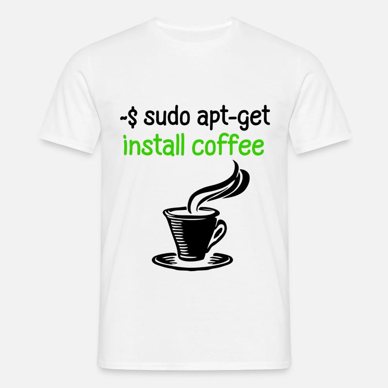 Coffee Programmer Tux Linux Coding Saying - Men's T-Shirt - white