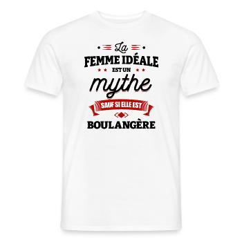 LA FEMME IDEALE EST UNE BOULANGÈRE - T-shirt homme - blanc - Devant - AI Model Male 178 dark (178cm)