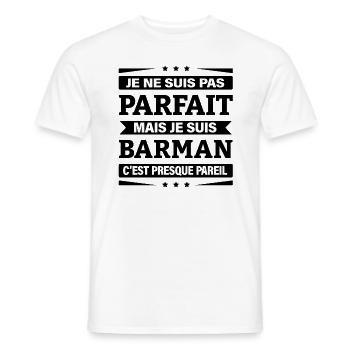 JE SUIS BARMAN - T-shirt homme - blanc - Devant - AI Model Male 178 dark (178cm)
