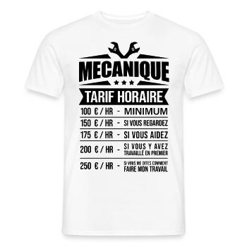 MÉCANIQUE TARIF HORAIRE - T-shirt homme - blanc - Devant - AI Model Male 178 dark (178cm)