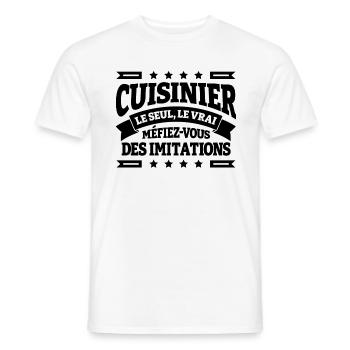 CUISINIER LE SEUL LE VRAI - T-shirt homme - blanc - Devant - AI Model Male 178 dark (178cm)