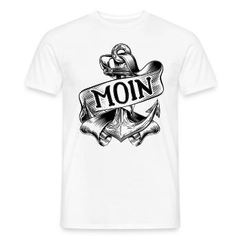 Moin Gruß Anker Hamburg Ostfriesland Kiel Spruch - Männer T-Shirt - Weiß - Vorne - AI Model Male 178 dark (178cm)