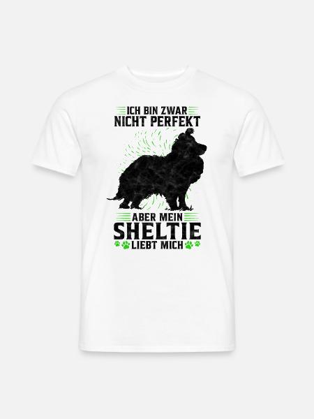 Mein Shetland Sheepdog liebt mich Sheltie Spruch - Männer T-Shirt - Weiß