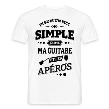 J'AIME MA GUITARE ET LES APÉROS - T-shirt homme - blanc - Devant - AI Model Male 178 dark (178cm)