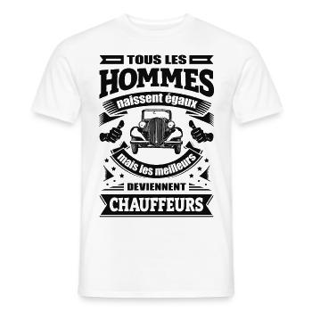 LES MEILLEURS HOMMES DEVIENNENT CHAUFFEURS - T-shirt homme - blanc - Devant - AI Model Male 178 dark (178cm)