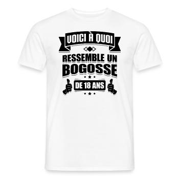 BOGOSSE DE 18 ANS - T-shirt homme - blanc - Devant - AI Model Male 178 dark (178cm)