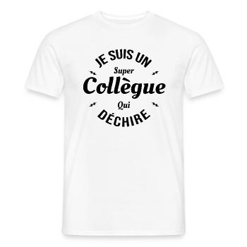 COLLÈGUE QUI DÉCHIRE - T-shirt homme - blanc - Devant - AI Model Male 178 dark (178cm)
