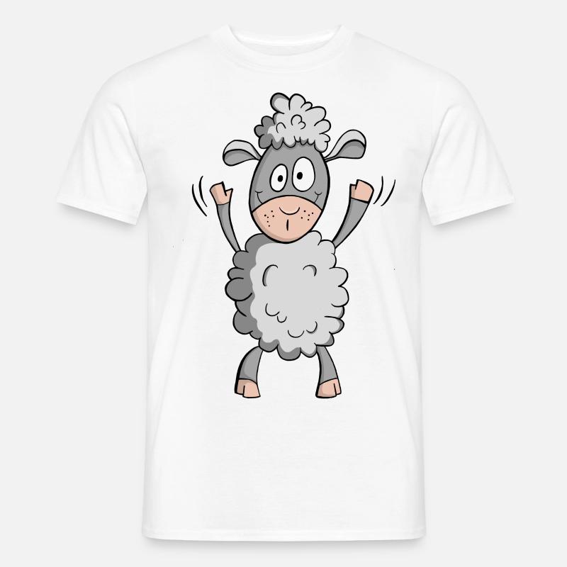 Süßes lustiges Schaf… Comic Geschenk - Männer T-Shirt - Weiß