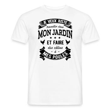 JARDIN JARDINIER HUMOUR POULES - T-shirt homme - blanc - Devant - AI Model Male 178 dark (178cm)