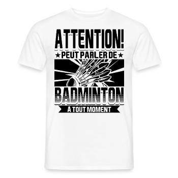 Badminton Humour Joueur Badminton - T-shirt homme - blanc - Devant - AI Model Male 178 dark (178cm)