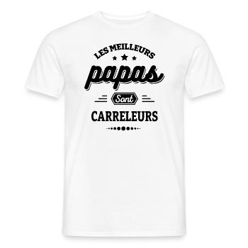 LES MEILLEURS PAPAS SONT CARRELEURS - T-shirt homme - blanc - Devant - AI Model Male 178 dark (178cm)