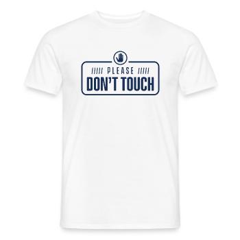 Please do not touch hands away fingers touch - Men's T-Shirt - white - Front - AI Model Male 178 dark (178cm)