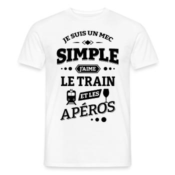 J'AIME LE TRAIN ET LES APÉROS - T-shirt homme - blanc - Devant - AI Model Male 178 dark (178cm)