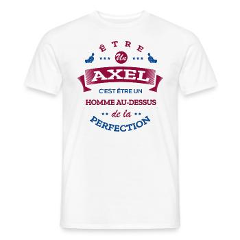 AXEL PARFAIT - NOM AXEL - T-shirt homme - blanc - Devant - AI Model Male 178 dark (178cm)