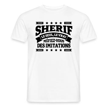 SHERIF LE SEUL LE VRAI - T-shirt homme - blanc - Devant - AI Model Male 178 dark (178cm)