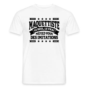 MAQUETTISTE LE SEUL LE VRAI - T-shirt homme - blanc - Devant - AI Model Male 178 dark (178cm)