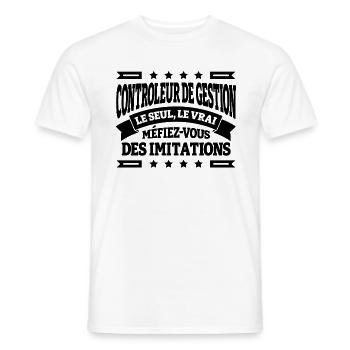 CONTROLEUR DE GESTION LE SEUL LE VRAI - T-shirt homme - blanc - Devant - AI Model Male 178 dark (178cm)