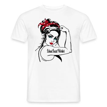 Female School Social Worker Rosie The Riveter - Men's T-Shirt - white - Front - AI Model Male 178 dark (178cm)