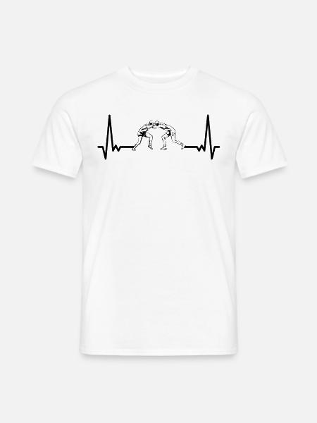 EKG Ringen Herzschlag Ringer Herzlinie Wrestling - Männer T-Shirt - Weiß