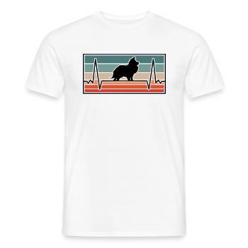 Shetland Sheepdog Heartbeat British Sheltie - T-shirt homme - blanc - Devant - AI Model Male 178 dark (178cm)