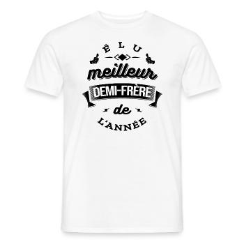 ÉLU MEILLEUR DEMI-FRÈRE DE L'ANNÉE - T-shirt homme - blanc - Devant - AI Model Male 178 dark (178cm)