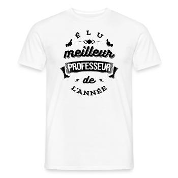 ÉLU MEILLEUR PROFESSEUR DE L'ANNÉE - T-shirt homme - blanc - Devant - AI Model Male 178 dark (178cm)