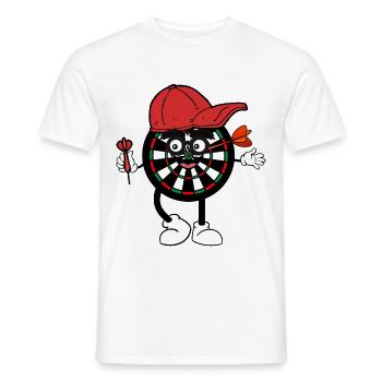 Dartboard avec casquette et disque de bande dessinée fléchettes - T-shirt homme - blanc - Devant - AI Model Male 178 dark (178cm)