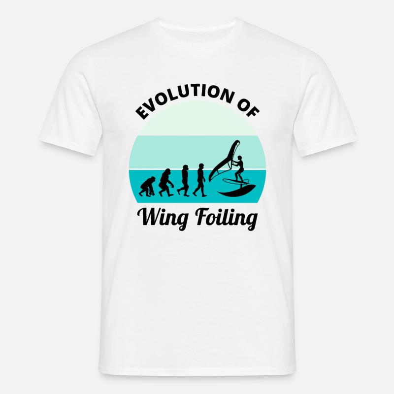 Wing Foiling Surfing Evolution Funny - Men's T-Shirt - white