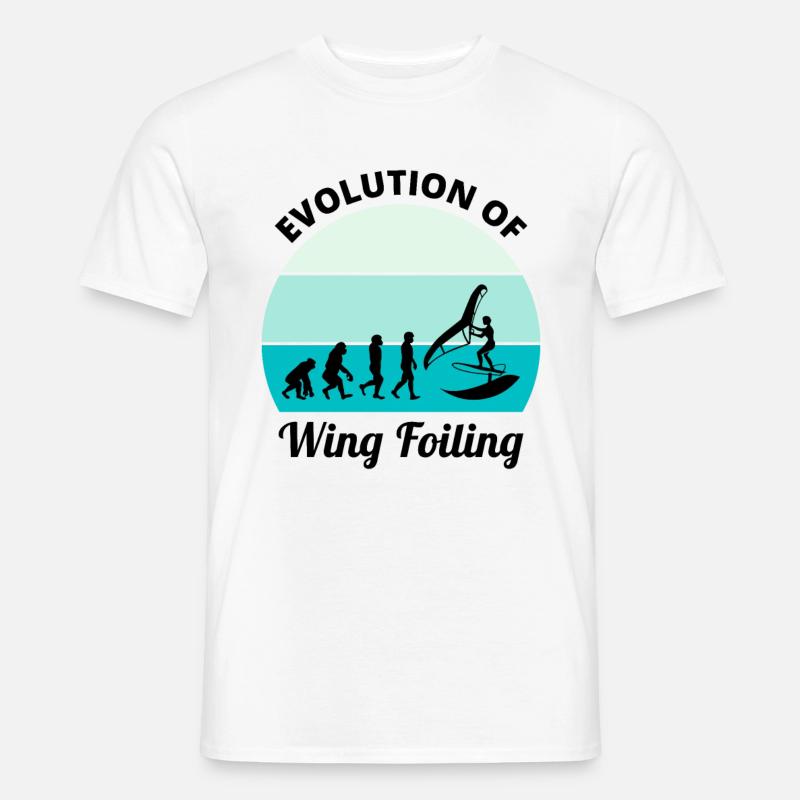 Wing Foiling Surfing Evolution Lustig - Männer T-Shirt - Weiß