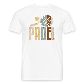 Padel Paddle Racket Tennis Sport I Gift - Men's T-Shirt - white - Front - AI Model Male 178 dark (178cm)