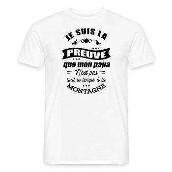 PREUVE ENFANT PAPA MONTAGNE - PASSION MONTAGNE - T-shirt homme - blanc - Devant - AI Model Male 178 dark (178cm)