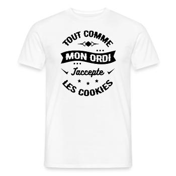 TOUT COMME MON ORDI J'ACCEPTE LES COOKIES - T-shirt homme - blanc - Devant - AI Model Male 178 dark (178cm)